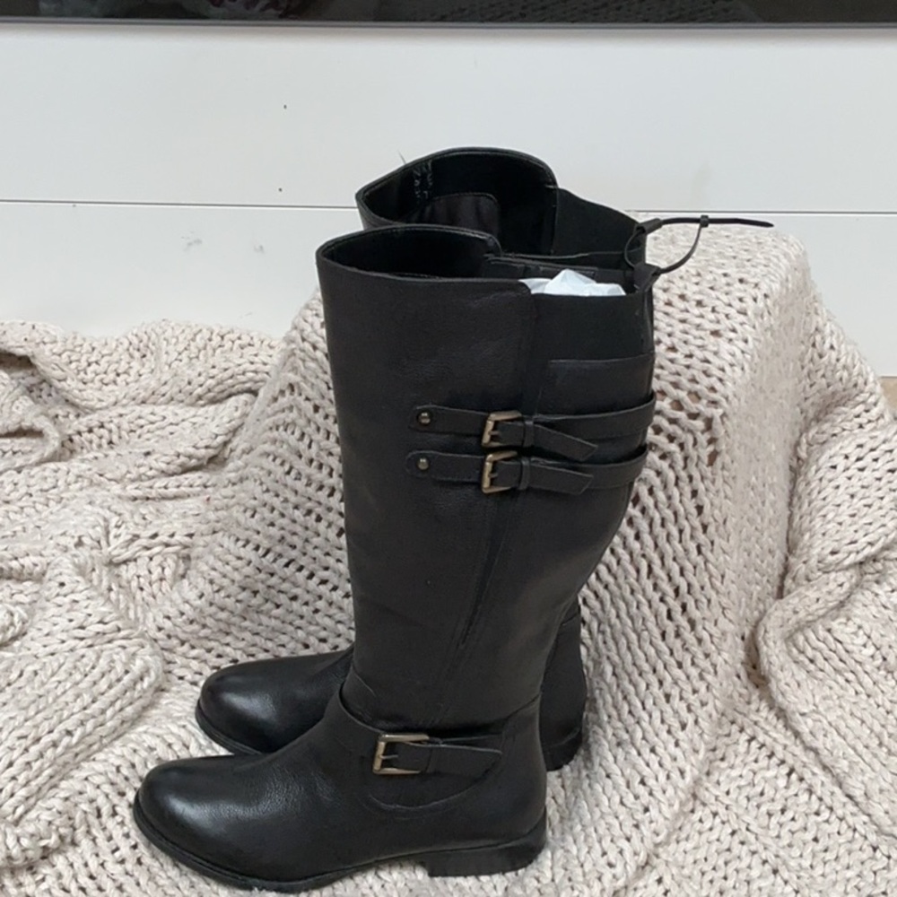 Naturalizer Black Over the Knee Boots with Buckle Accents